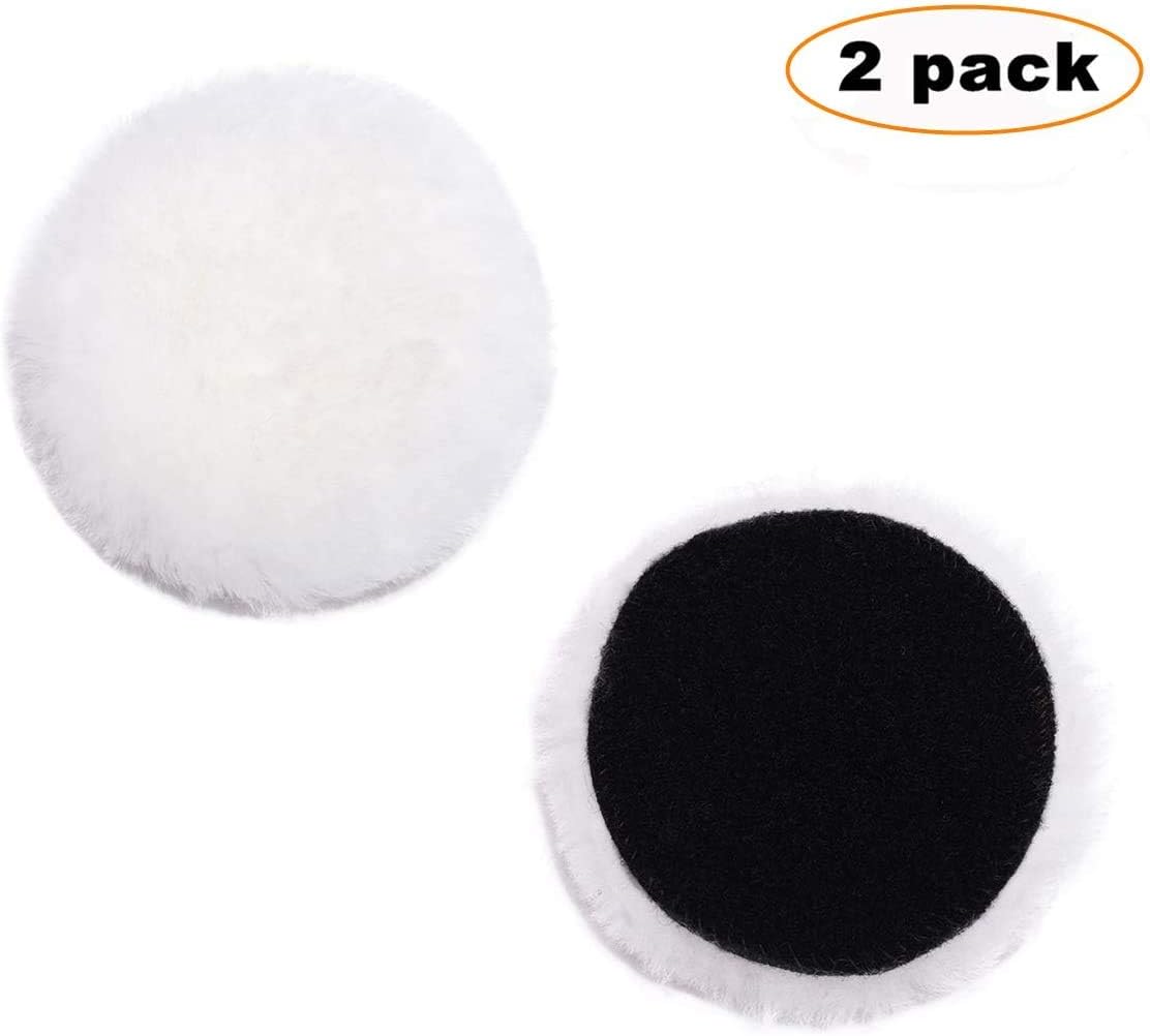 OKAYDA Lambswool Polishing Pads 6 inch Soft Sheepskin Buffing Pads with
