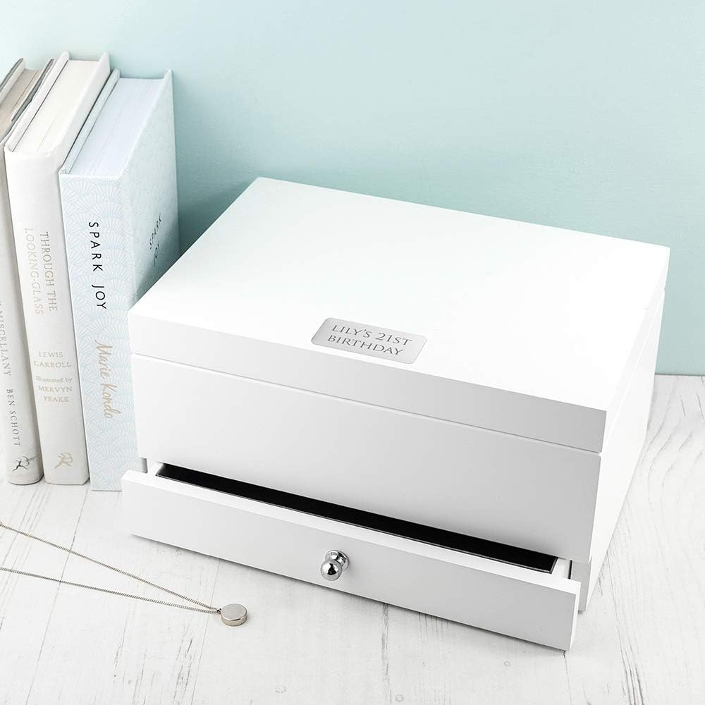 Personalised Luxe Powder White Jewellery Box - Storage Box - Gift for Women, Daughter, Wife, Girlfriend, Sister