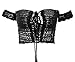 Creabygirls Womens Cute Off The Shoulder Crochet Lace Up Crop Top (Black, L)
