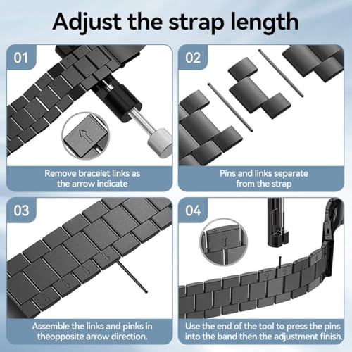 T Tersely 22mm Band Strap for Huawei Watch 5 46mm/GT5 46mm/GT5 Pro 46mm/GT4 46mm/GT3 46mm, Stainless Steel Metal Replacement Band for Huawei