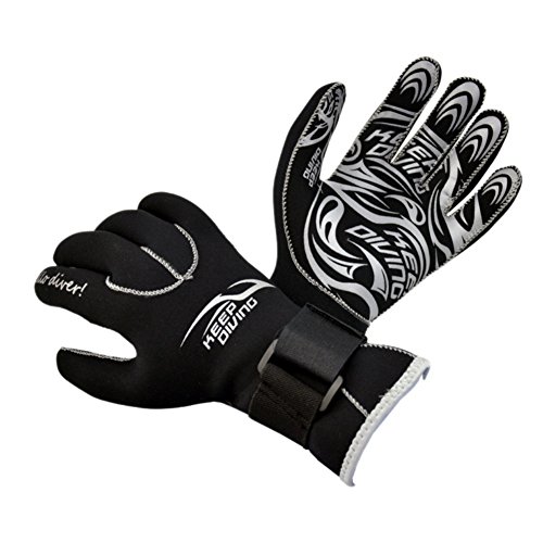 Jlong Diving Gloves Neoprene - Wetsuits Five Finger Gloves 3MM Neoprene Flexible Thermal Material for Snorkeling Swimming Surfing Sailing