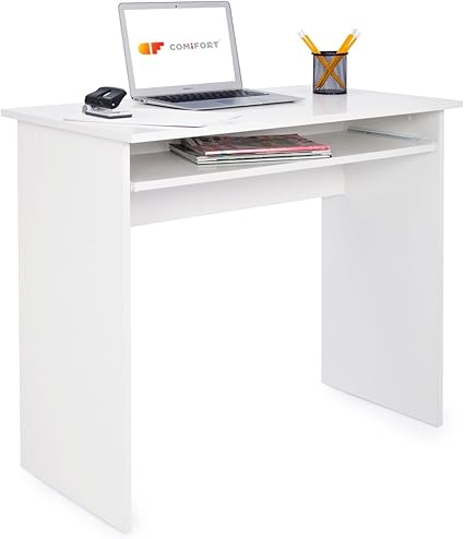Comifort Bureau Informatique Avec Tablette Coulissante Pour Clavier Meuble Robuste De Style Moderne Et Minimaliste Pour Bureau Ou Salle D Etude Coloris Blanc Amazon Fr Cuisine Maison