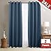 jinchan Linen Fabric Moderate Blackout Curtains Panels for Bedroom Room Darkening Drapes for Living Room, (2 Panels, 84-Inch, Denim Blue)