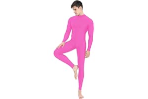 speerise Mens Spandex Bodysuit Long Sleeve Unitard Zipper Dance Leotard Bodysuit for Men Costume