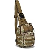 Viriber Tactical Backpack, Waterproof Military Cross-body Molle Sling Shoulder Backpack Chest Bag for Outdoor Every Day Carry CP