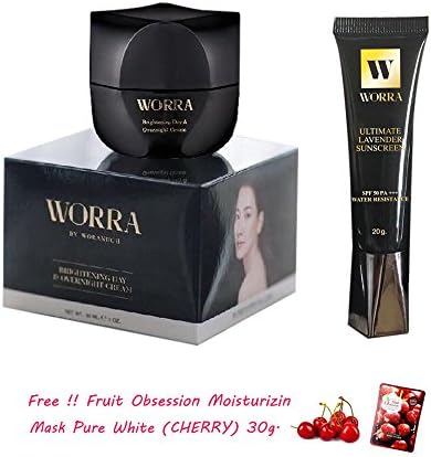 WORRA SET BRIGHTENING CREAM ULTIMATE LAVENDER SUNSCREEN CREAM SPF 50[GET FREE TOMATO FACIAL MASK]