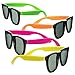 Neon Sunglasses - 80's Style Colorful Party Glasses With Black Plastic Lenses, Party Favors - NJ Novelty (12 Pack)