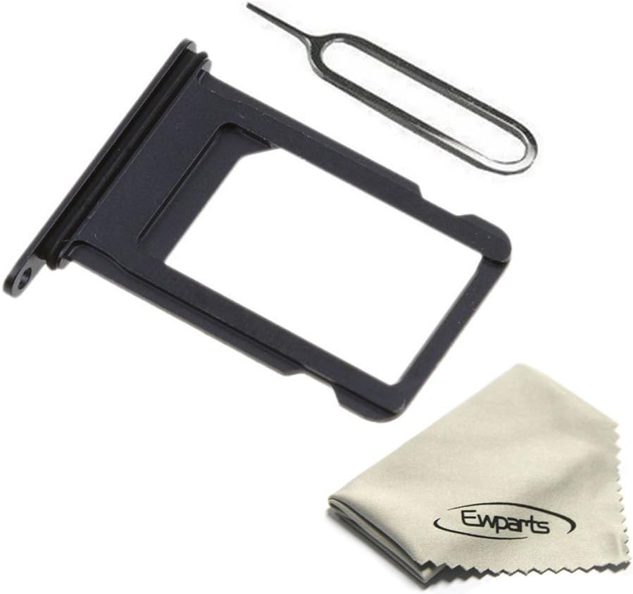 Ewparts Sim Card Tray Slot Replacement for iPhone 7 4.7 Inch + SIM Card Tray Open Eject Pin (Jet Black)