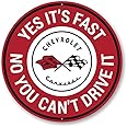Chevy Corvette Yes It's Fast Car Sign, Garage Aluminum Sign - 12-inch Circle