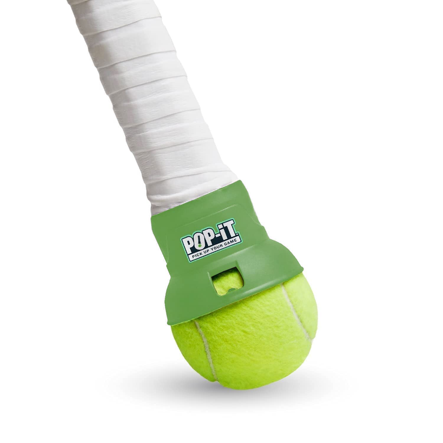 POP-IT 2 Lil Easy Tennis Ball Pick Up Accessories for Your Racquet (Green, Youth)