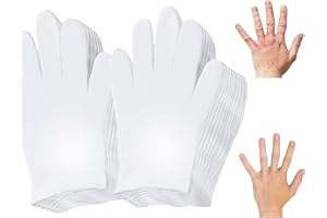 RABETLY White Cotton Glove 24 Pieces, Washable Cotton Glove Eczema, Spa Moisturizing Glove for Sleeping, One Size Fit Most Overnight Moisturizing Glove, Not Suitable for Large Male Hands (12 Pairs)