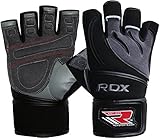 RDX Weight Lifting Gloves Leather Cowhide Gym Crossfit Workout Powerlifting Fitness Bodybuilding 50 Cm Long Wrist Breathable Strength Training Exercise