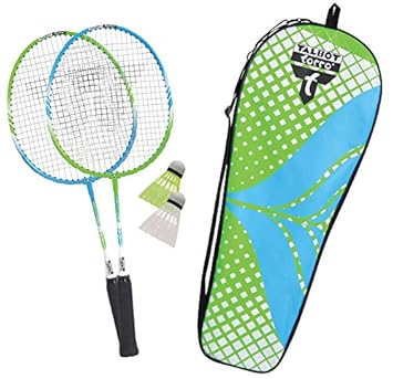 Talbot-Torro Kinder Badminton-Set 2-Attacker Junior, 2 verkürzte Schläger 53cm, 2 Federbälle, in wertiger Tasche