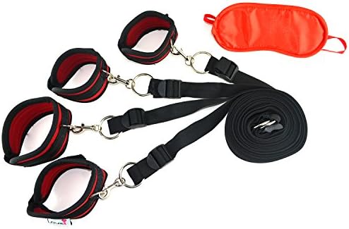 Restraint Limb Holding Device Straps Adjustable Under the Bed Restraints (Red_Black)