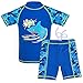 HUANQIUE Boys Swimsuit UPF50+ UV Two Piece Protective Navy Short 7-8 Years