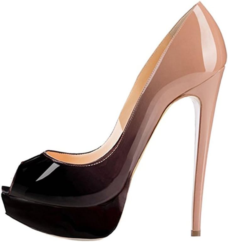MIUINCY Women's High Heel Peep Toe Platform Stiletto Slip on Dress Pump Shoes for Wedding Party