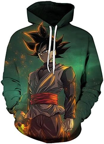 Unisex Hoodies Sweatshirts Dragon Ball Z Pocket Kid Goku 3D Print Pullovers Long Sleeve Outerwear Hooded AF1172 M