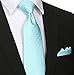 KissTies Mens Powder Mint Blue Ties For Men Pale Light turquoise Necktie + Pocket Square