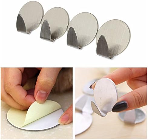 4 PCS Stainless Steel Self Adhesive Hook Traceless Strong Sticky