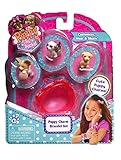 NEW 2015 Puppy in My Pocket Puppy Charm Bracelet PINK with 3 Tiny Puppies (Papillion, ? Spaniel, Dachshund)