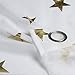 Gold Star Print Curtains for Nursery Kids Bedroom Cute Twinkle Stars with White Trasparent Voile Window Drapes for Living Room Grommet 2 Panels 54 W by 63 L inch Curtain by GD
