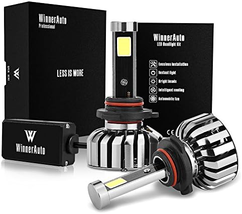 WinnerAuto LED Headlight Bulbs 9005 H10 HB3 COB Clips Conversion Kit, 72W 7,200LM 6K Cool White, Slim Size, Perfect Beam, 2 Yr Warranty