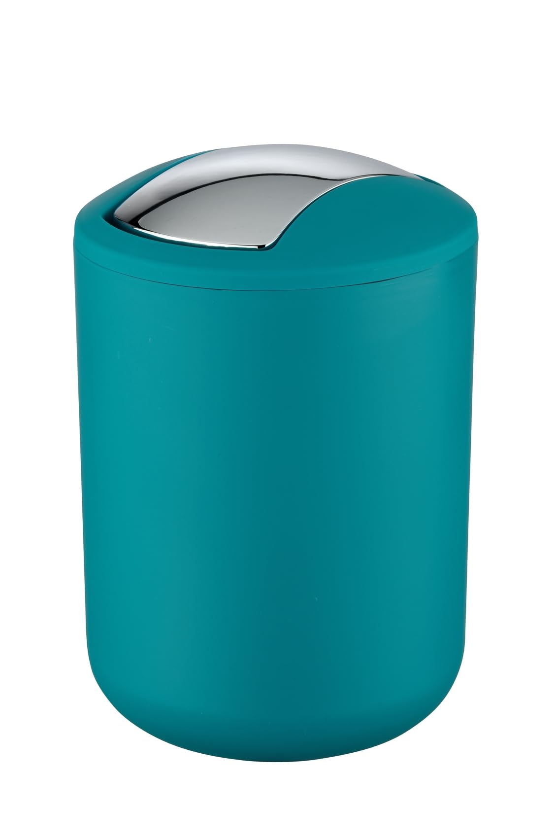 WENKO Brasil Swing Cover Bin, TPE, Petrol Blue, 14 x 14 x 21 cm