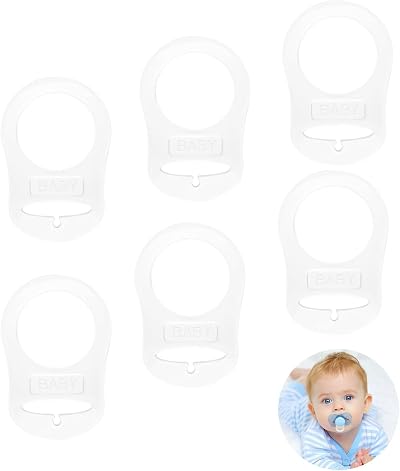 Esteopt 6pk Silicone Baby Dummy Adapter Pacifier Ring Holder Clip for Button