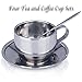 Thermal Carafe Plus Coffee Tea Mugs by Chefcoo™ Includes Pitcher, 4 Mugs Saucers and Spoons - Double Wall Pot Best for Hot and Cold Beverages - Holds Temperature for 24 Hours - Red Color