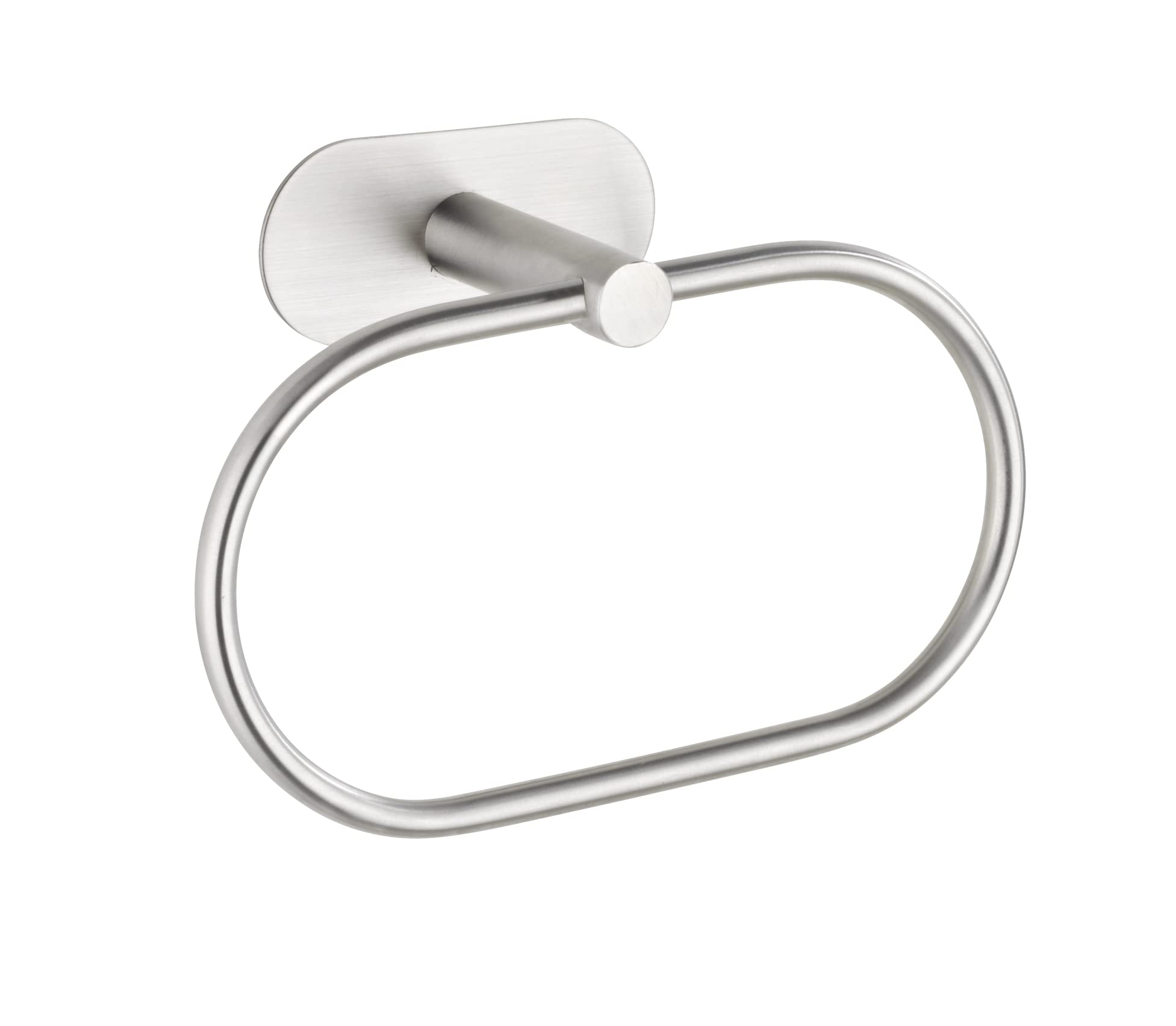 WENKO Turbo-Loc® Orea Matt Stainless Steel Towel Ring - Towel Rail - No Drilling Required - Stainless Steel - 20.5 x 12 x 7.5 cm - Matt