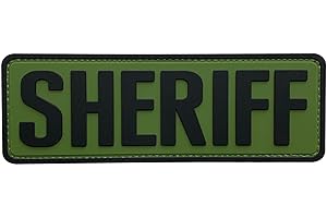 uuKen Big PVC Rubber Sheriff Patch 6x2 inches with Hook Back for Tactical Vest Hat Cap Uniform Clothing Jacket