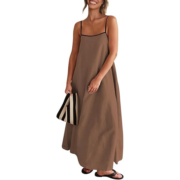 chinese dress ladies Women's Linen Maxi Shirt Dress Flowy Casual Long Sleeve Bohemian Wedding  Guest Sun Dress Button Up, Brown, S at Amazon Women's Clothing store main image 1