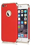 iPhone 7 Case, VANSIN 3 In 1 Ultra Thin and Slim Hard Case Coated Non Slip Matte Surface with Electroplate Frame for Apple iPhone 7 (4.7'')(2016) -- Red