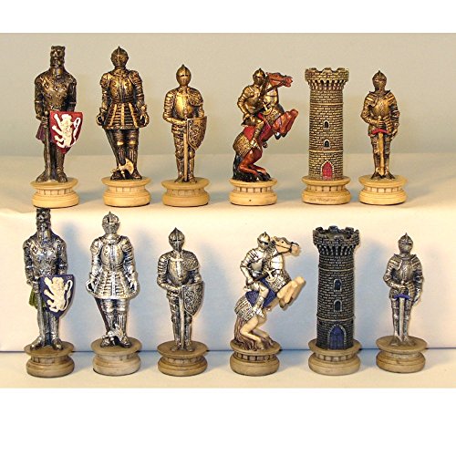 Medieval Times Armored Knights Painted Resin Chess Pieces