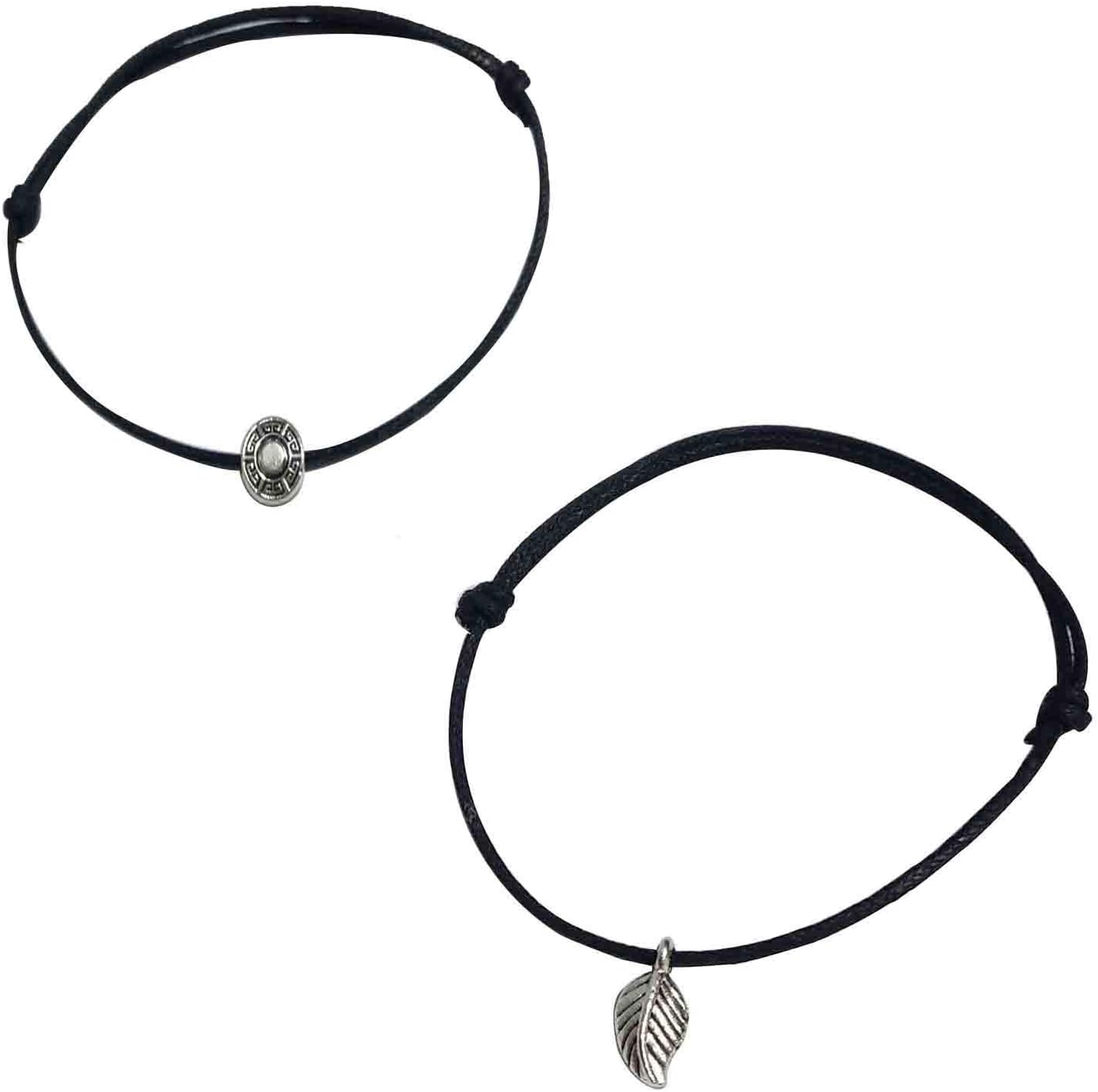 Gurjari Adjustable Black Thread Anklet with Oxidised Hanging for Girls