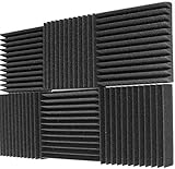 Mybecca 6 Pack Acoustic Foam Wedge 2" X 12" X 12" Studio Soundproofing Panels (6 Square Feet), Charcoal
