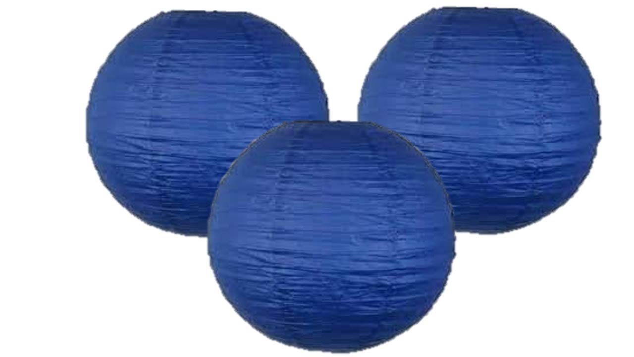 Pack of 3 Paper Lantern Lampshade Party Birthday Baby Shower Wedding Celebration Decoration 4"(10cm) -16"(40cm) (Royal Blue, 16" (40cm))