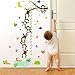 MLM Monkey Grasp the Moon Fishes Height Scale Measure Growth Chart Wall Stickers For Kids Baby Nursery Bedroom Home Decor Decal Art