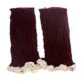 Boot Decor TOOPOOT Women Crochet Knitted Lace Trim Boot Cuffs Leg Warmer Socks (Red)
