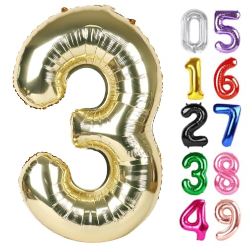 Light Gold Number 3 Balloon