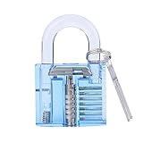 Acrylic Transparent Practice Padlocks With Plastic Lock Beam,Cutaway Crystal Pin Tumbler Keyed Padlock, Lock Picking Practice Tools for Locksmith,Locksmith Beginner(Unlocking Lock Pick Tool Excluded)