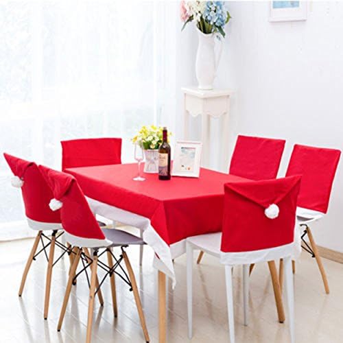Miwor 19.6" W Christmas Chair Back Covers Santa Hat Slipcovers Decoration for Christmas Holiday Dining Chair Decor,Set of 6