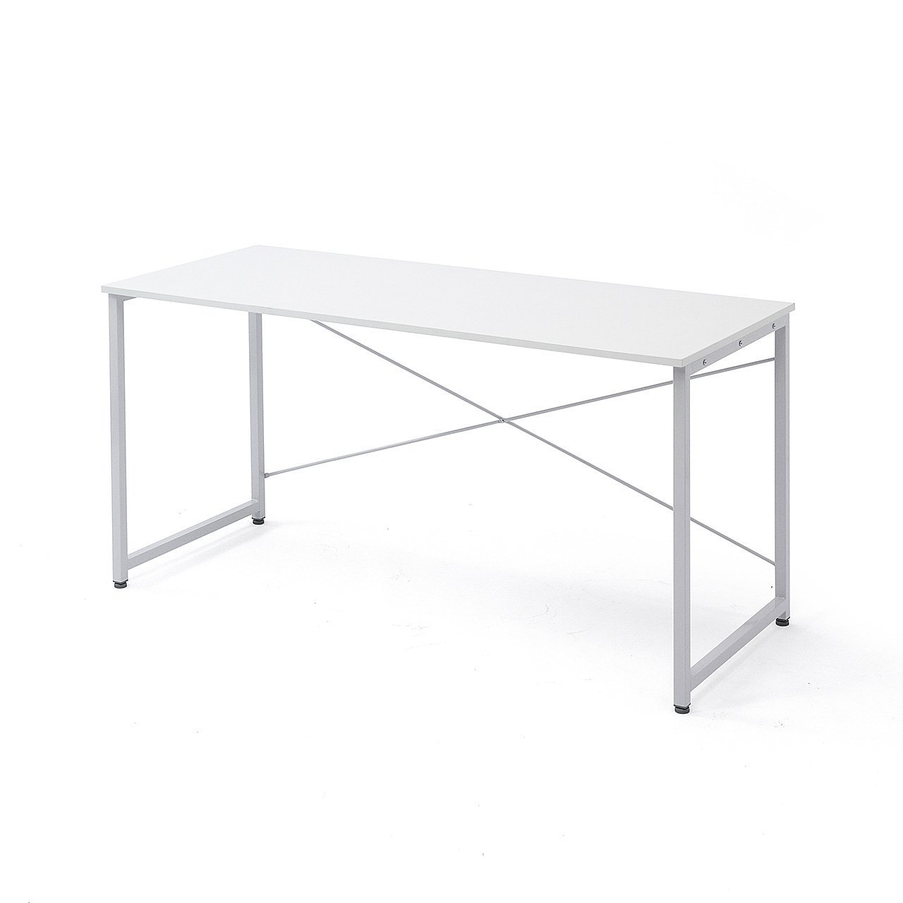 サンワダイレクト シンプルワークデスク 幅140cm×奥行60cm モニターアーム対応 組立簡単 パソコンデスク ホワイト 100-DESKF005商品画像