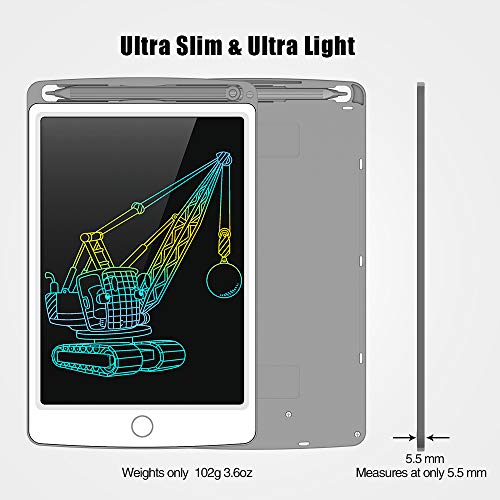 Tecboss LCD Writing Tablet Colorful Screen, Erasable Electronic Digital Drawing Pad Doodle Board, Gift for Kids Adults Home School Office (Gray, 8.5 inch) - Thumbnail 2