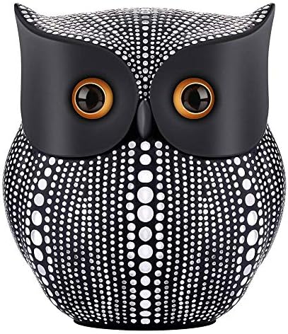 NJCHARMS Owl Statue Decor, Small Crafted Buho Figurines for Home Decor Accents, Living Room Bedroom Office Decoration, Buhos Bookself TV Stand Decor - Black