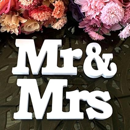 Satyam Kraft Wooden Mr and Mrs Wedding Decor (Multicolour) - Pack of 1