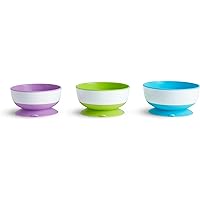 Munchkin® Stay Put™ Suction Bowls for Babies and Toddlers, 3 Pack, Blue/Green/Purple