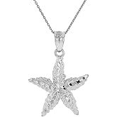 Sea Life Collection 925 Sterling Silver Starfish SeaStar Pendant Necklace