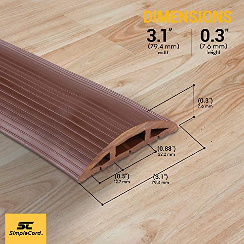 Floor Cord Protector Covers Cables, Cords, or Wires 3 Channel for Sidewalks or Walkways, for