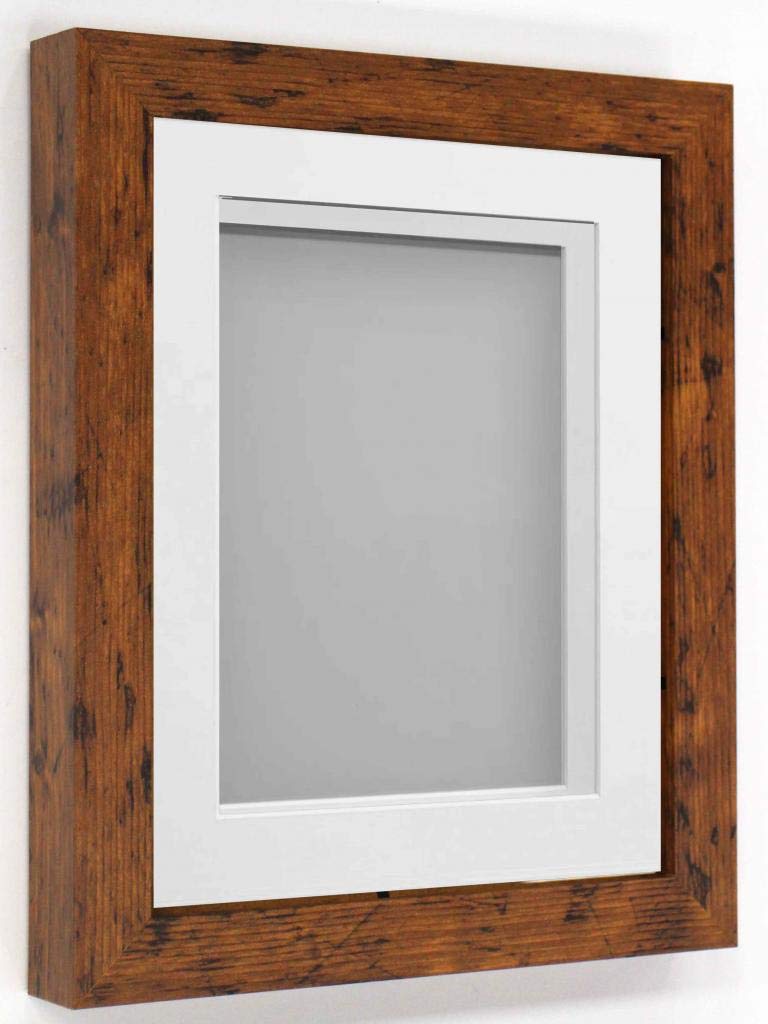 Rickman Box Frame Rustic with White Mount, 8x8 for 5x5 inch